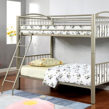 Furniture Of America Lovia Contemporary Metallic Gold Twin-Twin Bunk Bed Model CM-BK1037T