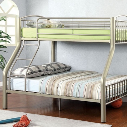 Furniture Of America Lovia Contemporary Metallic Gold Twin-Full Bunk Bed Model CM-BK1037TF