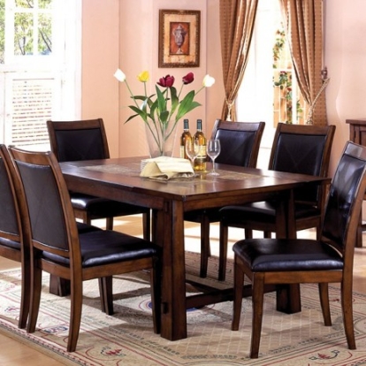 Furniture Of America Living Stone Transitional Marble, Solid Wood, Wood Veneer, Others Tobacco Oak Dining Table | CM3590T