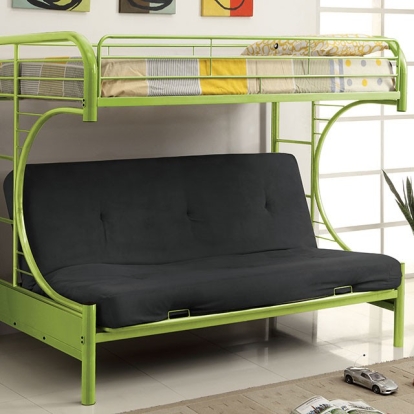Furniture Of America Rainbow Contemporary Green Bunk Bed Model CM-BK1034-AG-BED