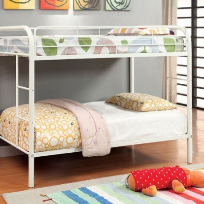 Furniture Of America Rainbow Contemporary Metal White Twin/Twin Bunk Bed | CM-BK1032-WH