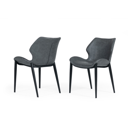 Modrest Instone Industrial Dark Grey Eco-Leather Dining Chair (Set of 2) Grey Dining Chair 78945Z VGHR3532-DKGRY-DC
