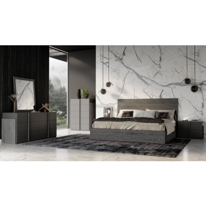Nova Domus Lucia Italian Modern Matte Grey + Elm Grey 4-Piece Bedroom Set Grey Bedroom Set 85595|85596 VGACLUCIA-4PC-SET