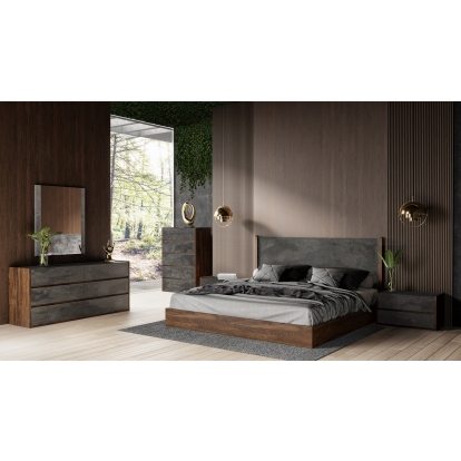 Nova Domus Rado Modern Walnut & Volcanic Slate Bedroom set Walnut Bedroom Set 82582|82583|82584 VGACRADO-WAL-BED-SET