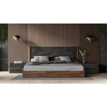 Nova Domus Rado Modern Walnut & Volcanic Slate 4-Piece Bedroom Set Walnut Bedroom Set 85606|85607 VGACRADO-WAL-4PC-SET