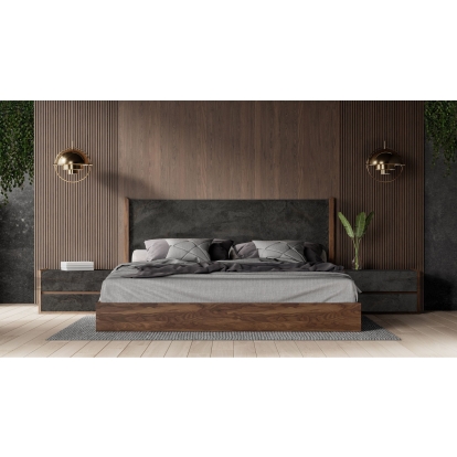 Nova Domus Rado Modern Walnut & Volcanic Slate Bed Walnut Bed 77680A|77189A|78937A VGACRADO-WAL-BED