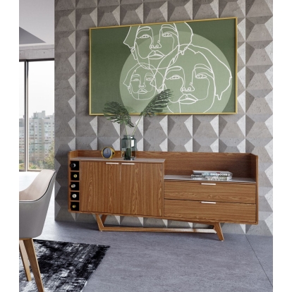 Modrest James Contemporary Walnut & White Buffet Walnut Buffet 77326 VGCSSB-19078-WAL-BUF