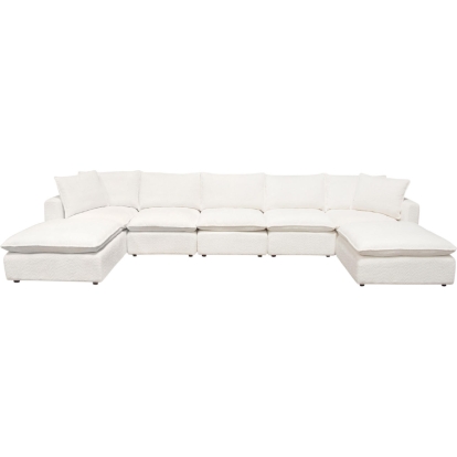 Diamond Sofa IVY3AC2SC2OTWH Ivy 7 Piece Dual Chaise Sectional Sofa White Faux Shearling Feather Down