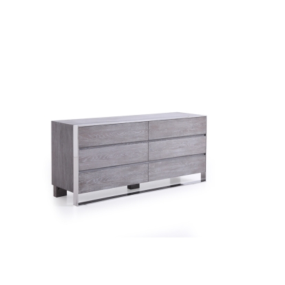 Modrest Arlene Modern Grey Elm & Stainless Steel Bedroom Set Grey Bedroom Set 74171|74169 VGVCBD008A-SET