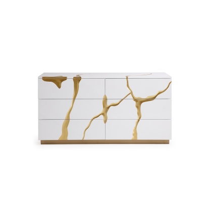 LA Furniture Aspen Modern Wide White and Gold Dresser VGVC-J1801-D-L-B-W Contemporary Style by Vig Furnitrue Number 80127 Catch Home Goods