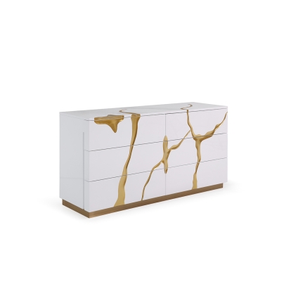 Modrest Aspen Modern Wide White and Gold Dresser White Dresser 80127 VGVC-J1801-D-L-B-W