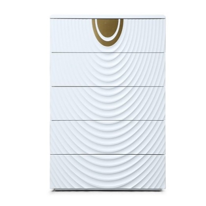 LA Furniture J1869-5H Sample White + Gold Chest VGVC-J1869-5H Contemporary Style by Vig Furnitrue Number 83311 Catch Home Goods