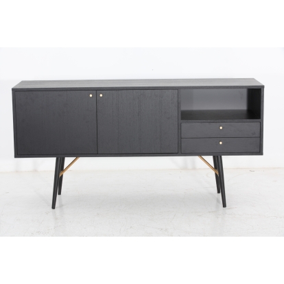 Modrest Billy Modern Black Oak & Gold Buffet Black Buffet 74859 VGDWJ9580-1
