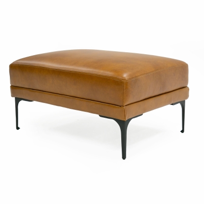 Divani Casa Jacoba Modern Camel Leather Rectangular Ottoman Camel Ottoman 80092 VGKK-KF-2620-ROT-CML