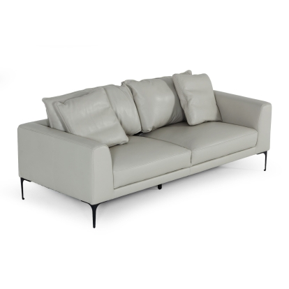 Divani Casa Jacoba Modern Light Grey Leather Sofa Grey Sofa 77733 VGKKKF2620-GRY-3
