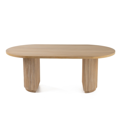 Modrest Jacobson Modern Natural Acacia Oval Dining Table Oak Dining Table 81740 VGWD-LYO-DT