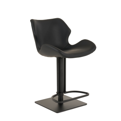 Modrest Jaffee Industrial Black Eco-Leather Bar Stool Black Bar Stool 81694 VGHR5404GB-BLK