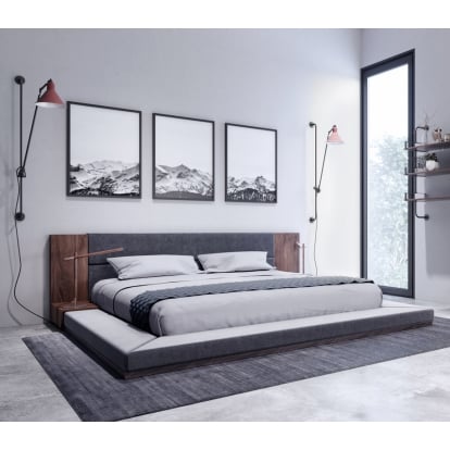 LA Furniture Jagger Modern Dark Grey & Walnut Bed VGMABR-55-BED Contemporary Style by Vig Furnitrue Number 78258|78259|78260 Catch Home Goods