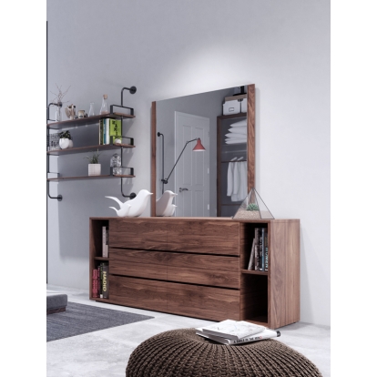 Nova Domus Jagger Modern Walnut Dresser & Mirror Set Walnut Dresser 74155 VGMABR-55-DRS-SET