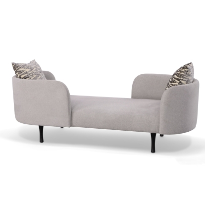 Divani Casa Jamie Glam Light Grey Fabric Two Seater Chaise Grey Loveseat 79531 VGODZW-21014-A0-GRY-L