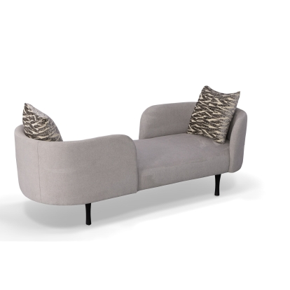 Divani Casa Jamie Glam Light Grey Fabric Two Seater Chaise Grey Loveseat 79531 VGODZW-21014-A0-GRY-L