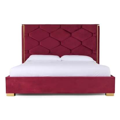 Modrest Janet Modern Red Velvet + Gold Bed Red Bed 75450|75451 VGVC-BD1820-BED