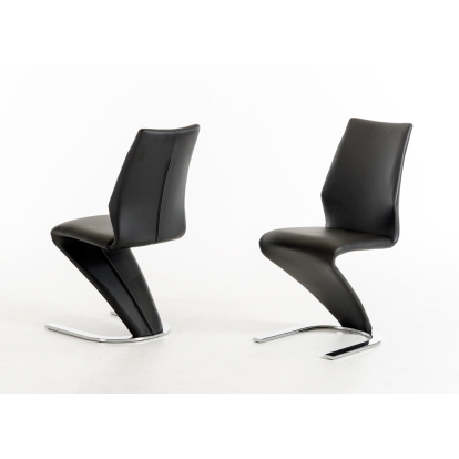 Penn Modern Black Leatherette Dining Chair (Set of 2) Black Dining Chair 76636|17128AZ VGGUJCD-6606-BLK