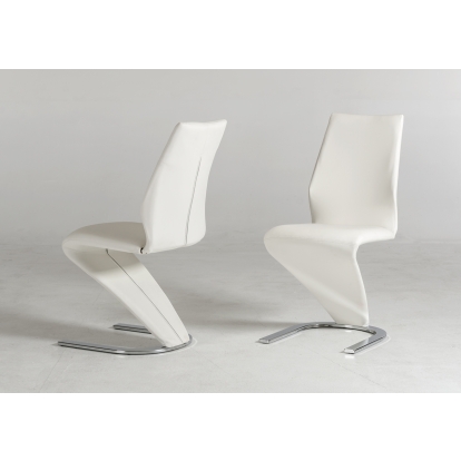 Penn Modern White Leatherette Dining Chair (Set of 2) Grey Dining Chair 70499Z VGGUJCD-6606-WHT