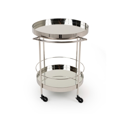 LA Furniture Jeeves Modern Stainless Steel + Mirror Rolling Cart VGHB05WN Contemporary Style by Vig Furnitrue Number 81681 Catch Home Goods