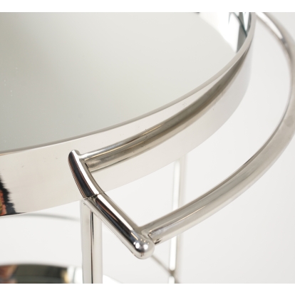 Modrest Jeeves Modern Stainless Steel + Mirror Rolling Cart Silver Barware 81681 VGHB05WN