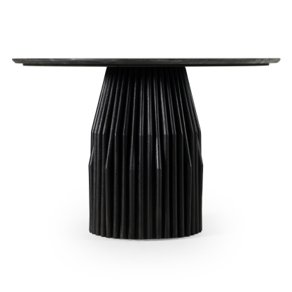 Modrest Jenna Modern Black Marble + Black Mango Round Dining Table Black Dining Table 83104 VGBR-SBA-4227-BLK