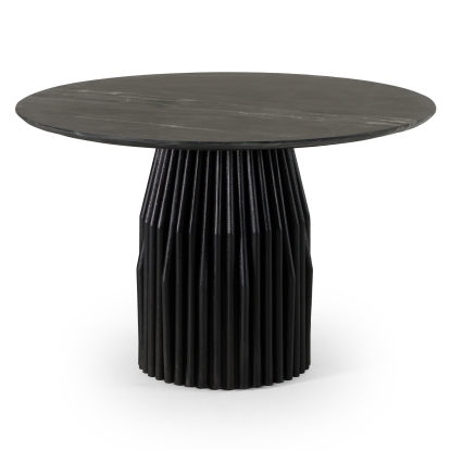 Modrest Jenna Modern Black Marble + Black Mango Round Dining Table Black Dining Table 83104 VGBR-SBA-4227-BLK