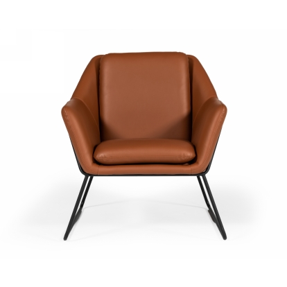 Modrest Jennifer Industrial Brown Eco-Leather Accent Chair Brown Lounge Chair 76342 VGBNEC-090-BRN