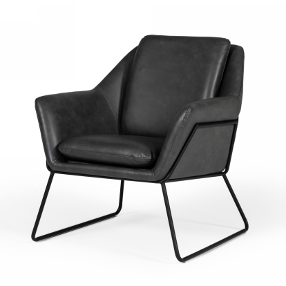 Modrest Jennifer Industrial Dark Grey Eco-Leather Accent Chair Grey Lounge Chair 76344 VGBNEC-090-DKGRY