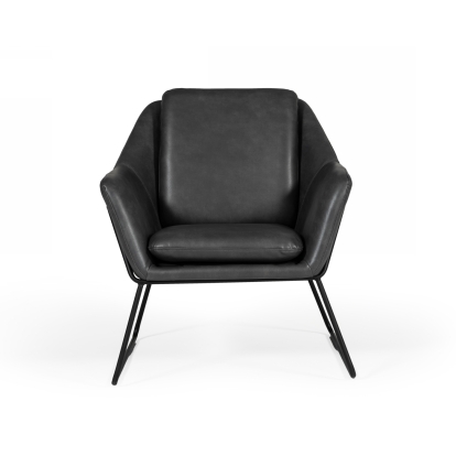 Modrest Jennifer Industrial Dark Grey Eco-Leather Accent Chair Grey Lounge Chair 76344 VGBNEC-090-DKGRY