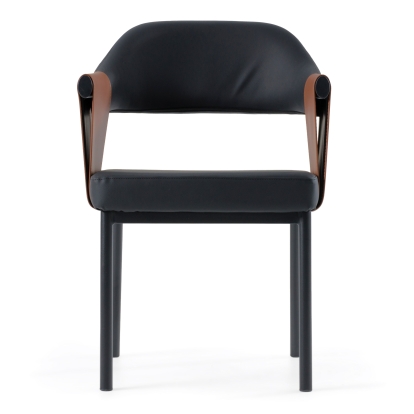 Modrest Jensen Modern Black + Camel Vegan Leather Dining Chair Black Dining Chair 82741 VGGA-6261CH-1-BLK