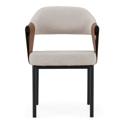 LA Furniture Jensen Modern Light Grey Fabric + Camel Vegan Leather Dining Chair VGGA-6261CH-1-LTGRY Contemporary Style by Vig Furnitrue Number 85861 Catch Home Goods