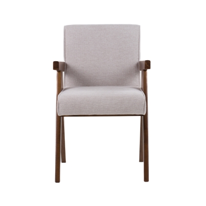 Modrest Joseline Modern Beige Fabric + Walnut Dining Chair (Set of 2) Beige Dining Chair 82628Z VGMA-MI-1233-DC-BGE