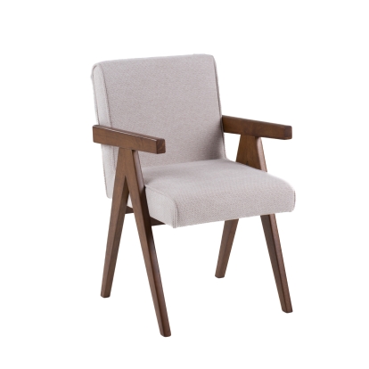 Modrest Joseline Modern Beige Fabric + Walnut Dining Chair (Set of 2) Beige Dining Chair 82628Z VGMA-MI-1233-DC-BGE