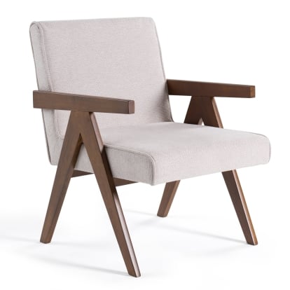 LA Furniture Joseline Modern Beige Fabric + Walnut Accent Chair (Set of 2) VGMA-MI-1283-BGE Contemporary Style by Vig Furnitrue Number 82629Z Catch Home Goods