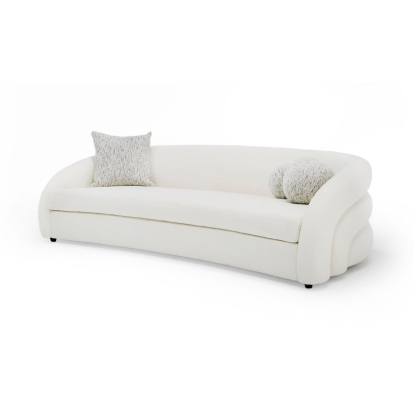 Modrest Joshua Modern 4-Seater Curved White and Taupe Fabric Sofa White Sofa 80288 VGOD-ZW-22031-S