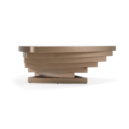 Modrest Jovial Contemporary Brown Glass + Dark Gold Coffee Table Brass Coffee Table 83090 VGFA-CT2041