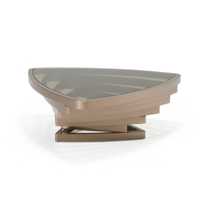 Modrest Jovial Contemporary Brown Glass + Dark Gold Coffee Table Brass Coffee Table 83090 VGFA-CT2041