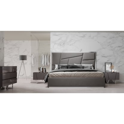 LA Furniture Chrysler Modern Grey Bonded Leather Bed VGVCBD8978-GRY Contemporary Style by Vig Furnitrue Number 74531|74223 Catch Home Goods