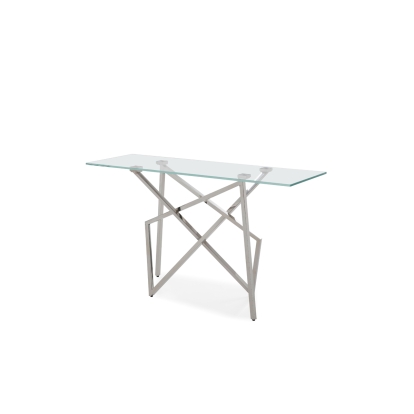 LA Furniture Hawkins Modern Glass & Stainless Steel Console Table VGVCK129 Contemporary Style by Vig Furnitrue Number 74235 Catch Home Goods