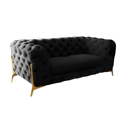 Divani Casa Quincey Transitional Black Velvet Loveseat Black Loveseat 80336 VGKNK8520-LV-BLK