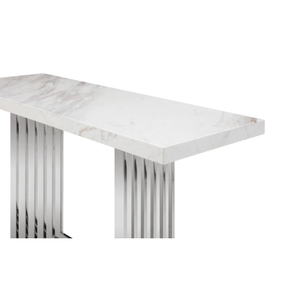 Modrest Kingsley Modern Marble & Stainless Steel Console Table White Console Table 75538 VGVCK8933-STL