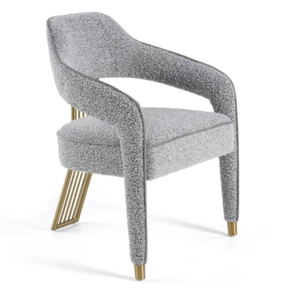 Modrest Kasem Modern Grey Fabric + Gold Dining Chair Grey Dining Chair 81409 VGMF-D1204-GRY