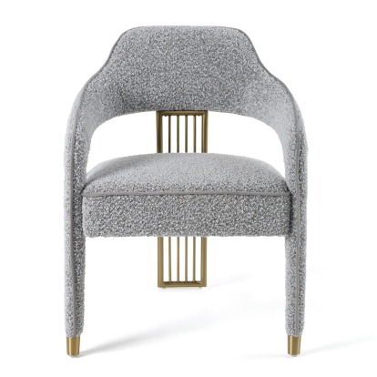 Modrest Kasem Modern Grey Fabric + Gold Dining Chair Grey Dining Chair 81409 VGMF-D1204-GRY