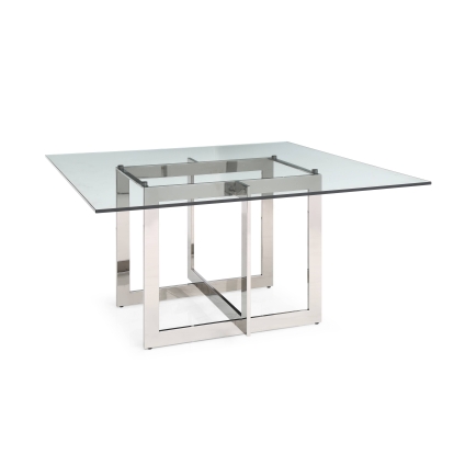 Modrest Keaton Square Modern Glass + Stainless Steel Dining Table Other Dining Table 78088 VGVCT8961-DT